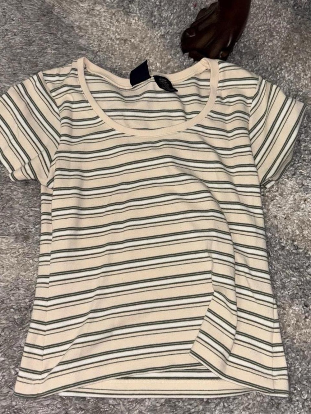 Route 66 Cream Tee with Green Stripes
